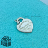 Tiffany & Co. 925 Silver SMALL Black Enamel RTT Heart Tag Charm Pendant (pouch)