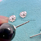 Tiffany & Co. 925 Silver Ziegfeld 10mm Black Onyx Bead Earrings (box, pch, rbn)