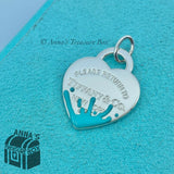 Tiffany & Co. 925 Silver MED Blue Splash Heart Pendant Charm(Box, Pch, Ribbon)