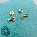 Tiffany & Co. 18k Yellow Gold Diamond Mini Key Stud Earring (box, pouch, ribbon)