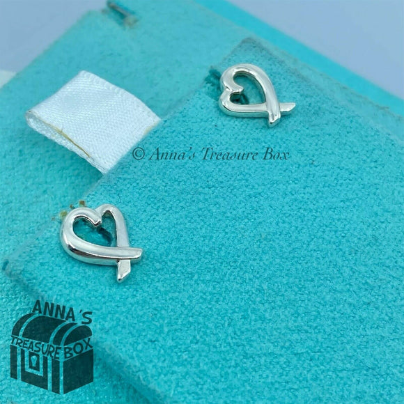 Tiffany & Co. 925 Silver Picasso Mini Loving Heart Earring (box, pouch, ribbon)