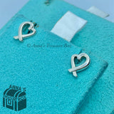 Tiffany & Co. 925 Silver Picasso Mini Loving Heart Earring (box, pouch, ribbon)