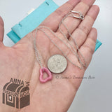 Tiffany & Co. 925 Silver Peretti Pink Rhodonite Open Heart 16" Necklace (boxset)