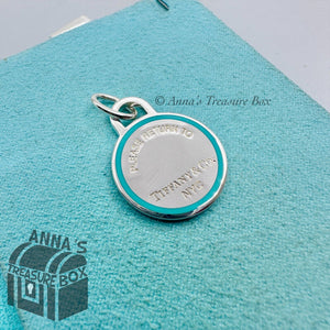 Tiffany & Co. 925 Silver Blue Enamel Rim LARGE RTT Round Charm (box, pch, rbbn)