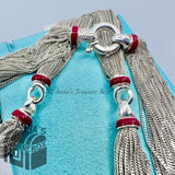 Tiffany & Co. 925 Silver Red Enamel Multi Strand Mesh 17" Necklace (pouch)