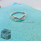 Tiffany & Co. 925 Silver infinity Knot Band Ring Size 5.75 (box, pouch, ribbon)