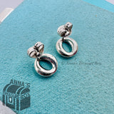 Tiffany & Co. 925 Silver Elsa Peretti Sevillana Earrings Studs (pouch)