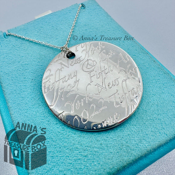 Tiffany & Co. 925 Silver LARGE 41mm Notes Script Pendant 19