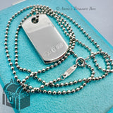 Tiffany & Co. 925 Silver Makers ID Military Dog Tag 24" Bead Necklace (boxset)