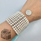 Tiffany & Co. 925 Silver Ziegfeld 10 Row Freshwater Pearl Bracelet 7.75" (bx+pch