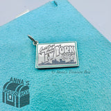 Tiffany & Co. 925 Silver Blue Enamel New York Postcard Charm (box, pouch, rbbn)