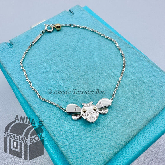 Return to Tiffany & Co. 925 Silver 18K Gold Love Bug Bee 6.5-7