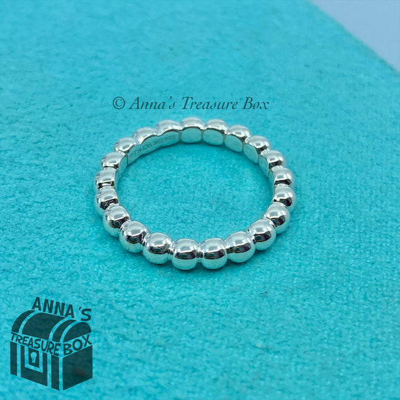 Tiffany & Co. 925 Silver Ziegfeld Bead Ring Sz. 5 (box + pouch)