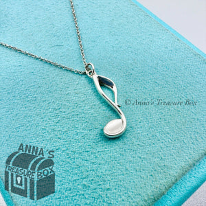 Tiffany & Co. 925 Silver Paloma Picasso Musical Note 16-18" Necklace (boxset)
