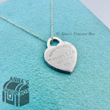 Return To Tiffany & Co. 925 Silver Small Heart Tag 16”Necklace (box, pch, rbn)