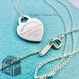 Return To Tiffany & Co. 925 Silver Small Heart Tag 16”Necklace (box, pch, rbn)