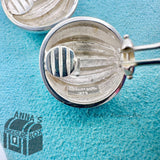 Tiffany & Co. 925 Silver Black Stripe Enamel Dome Shell Earrings (pouch)