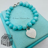 Tiffany & Co. 925 Silver 8mm Amazonite Bead 7" Bracelet (pouch)