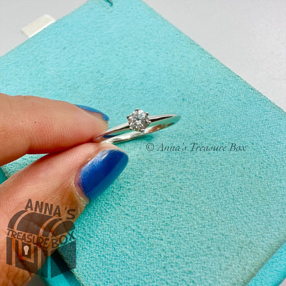 Tiffany & Co. Knife Edge PT950 0.19ct Diamond Engagement Ring Size 6.75 (boxset)
