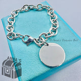 Tiffany & Co. 925 Silver RTT Round Tag 7.75" Bracelet (pouch)