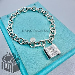 Tiffany & Co. 925 Silver 1837 Padlock Lock Love 8" Bracelet (pouch)