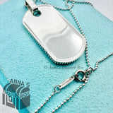 Tiffany & Co. Unisex Coin Edge ID Dog Tag Bead Chain 18" Necklace (pouch)