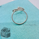 Tiffany & Co. 925 Silver Ribbon Twist Rope Bow Ring Size 8 (pouch)