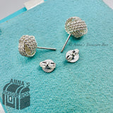Tiffany & Co. 925 Silver 10mm Mesh Twist Love Knot Earrings Stud (pouch)