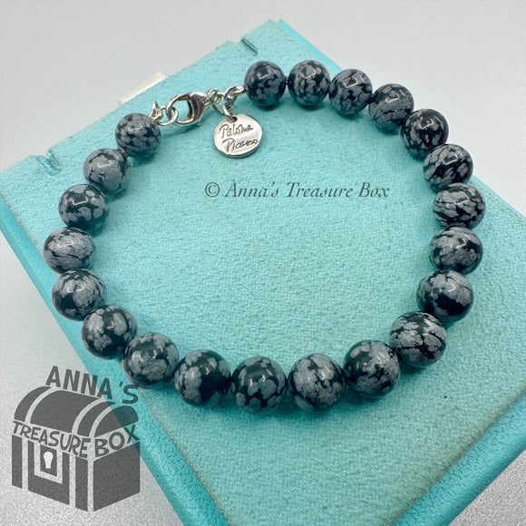 Tiffany & Co. 925 Silver Paloma Picasso 8mm Snowflake Obsidian 7.5