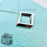 Tiffany & Co. 925 Silver Square Geometric Pendant 16" Necklace (pouch)