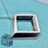 Tiffany & Co. 925 Silver Square Geometric Pendant 16" Necklace (pouch)