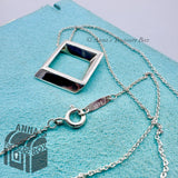 Tiffany & Co. 925 Silver Square Geometric Pendant 16" Necklace (pouch)