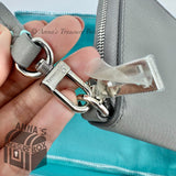 Tiffany & Co. Italian Calfskin Gray/Blue Wristlet Handbag (box, pouch, ribbon)