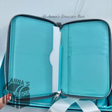 Tiffany & Co. Italian Calfskin Gray/Blue Wristlet Handbag (box, pouch, ribbon)
