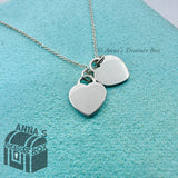 Tiffany & Co. 925 Silver Mini Blue RTT Hearts Diamond 17” Necklace (pouch)