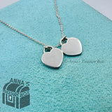 Tiffany & Co. 925 Silver Mini RTT Hearts Diamond 16” Necklace (pouch)