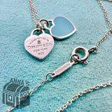 Tiffany & Co. 925 Silver Mini Blue RTT Hearts Diamond 17” Necklace (pouch)