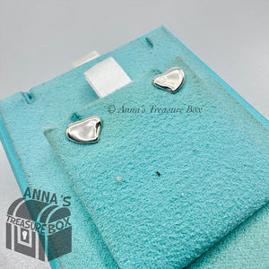 Tiffany & Co. 925 Silver Elsa Peretti Vintage Full Heart Stud Earrings (pouch)
