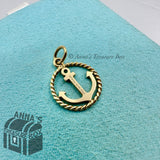 Tiffany & Co. 18K Yellow Gold Anchor Twist Rope Charm Pendant (box, pch, ribbon)