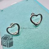 Tiffany & Co. 925 Silver 15mm Large Open Heart 14K Gold Post Stud Earrings (pch)