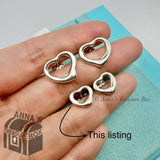 Tiffany & Co. 925 Silver Elsa Peretti 11mm Open Heart Stud Earrings (pouch)