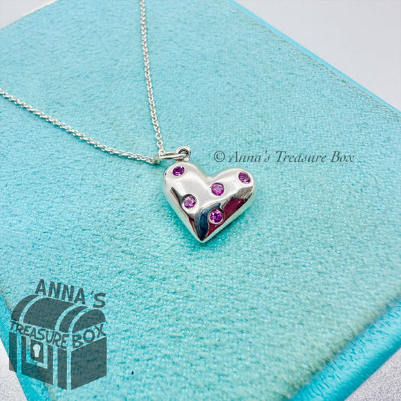 Tiffany & Co. 925 Silver 5 Pink Sapphire Etoile Heart 16