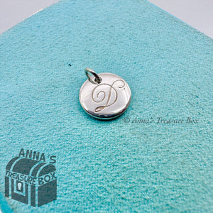 Tiffany & Co. 925 Silver Notes Letter Initial D Round Disc Charm (box)