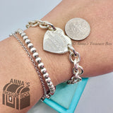 Tiffany & Co. 925 Silver RTT Heart Tag 7.25" Bracelet (box)