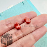 Tiffany & Co. 925 Silver Elsa Peretti 9mm Red Jasper Bean Earrings (boxset)