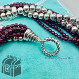 Tiffany & Co. 925 Silver And Garnet Beaded Torsade 17.25" Necklace (pouch)