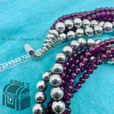 Tiffany & Co. 925 Silver And Garnet Beaded Torsade 17.25" Necklace (pouch)