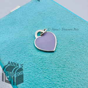 Tiffany & Co. 925 Silver SMALL Lavender RTT Heart Pendant Charm (pouch)