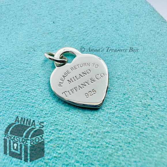 Tiffany & Co. 925 Silver MILANO SMALL Blue Enamel RTT Heart Tag (pouch)