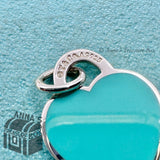 Tiffany & Co. 925 Silver MILANO SMALL Blue Enamel RTT Heart Tag (pouch)